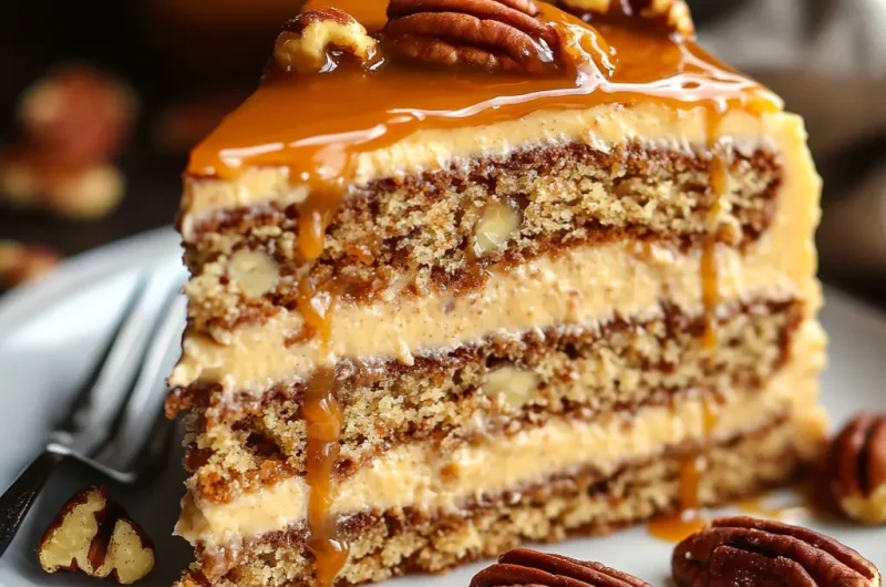 Banana Pecan Caramel Layer Cake Recipe